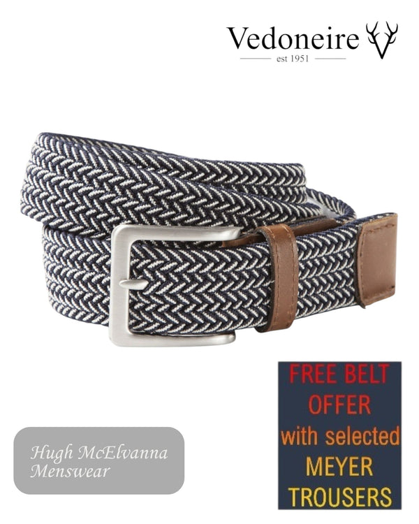 Vedoneire Braided Navy Stretch Belt - Hugh McElvanna Menswear