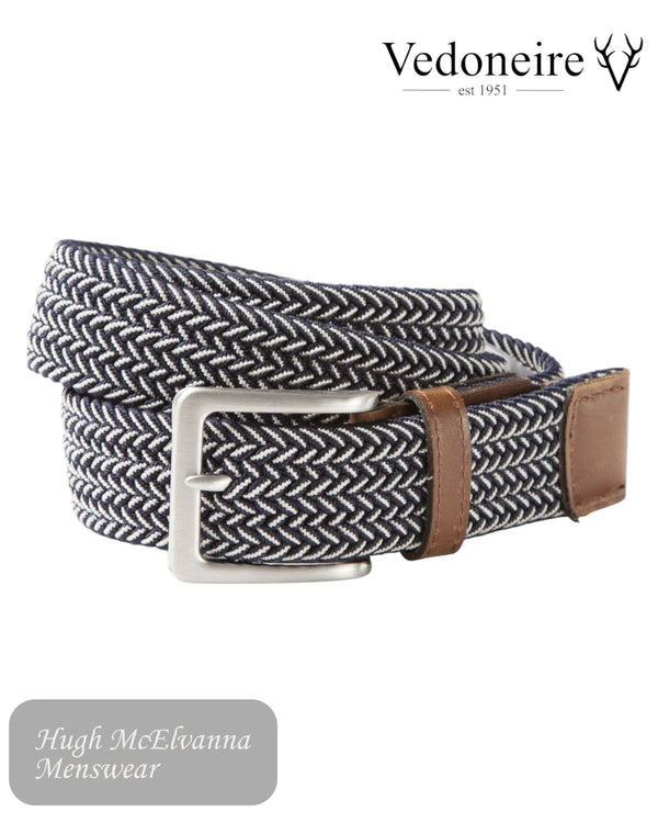 Vedoneire Braided Navy Stretch Belt - Hugh McElvanna Menswear
