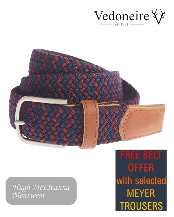 Vedoneire Braided Red Stretch Belt - Hugh McElvanna Menswear