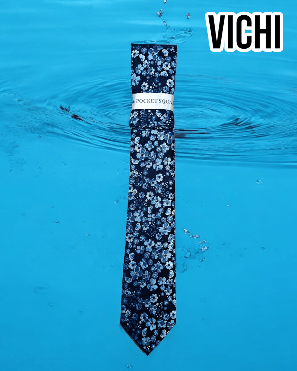 Vichi F105F Navy Floral Necktie - Hugh McElvanna Menswear