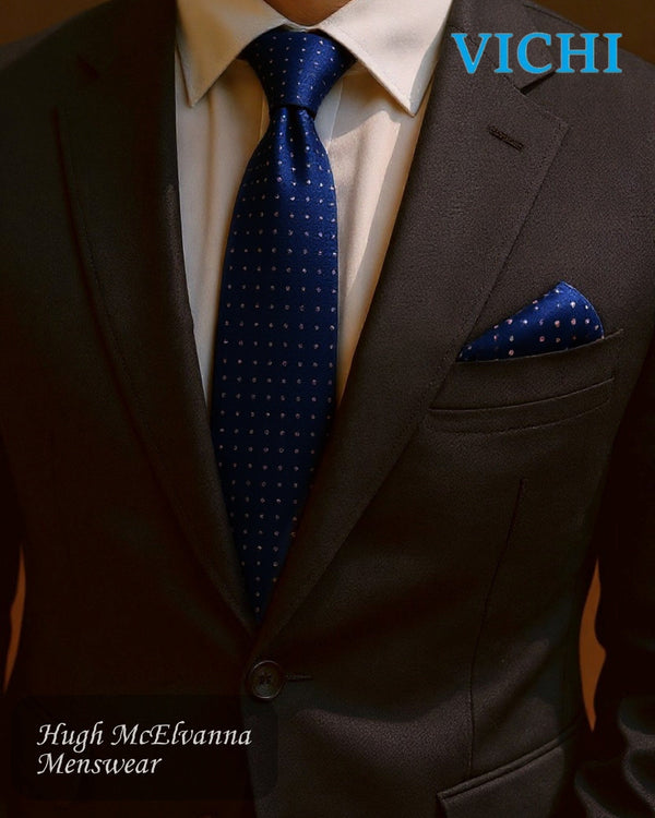 Vichi F91 Polka Dot Tie & Pocket Square Set - Hugh McElvanna Menswear