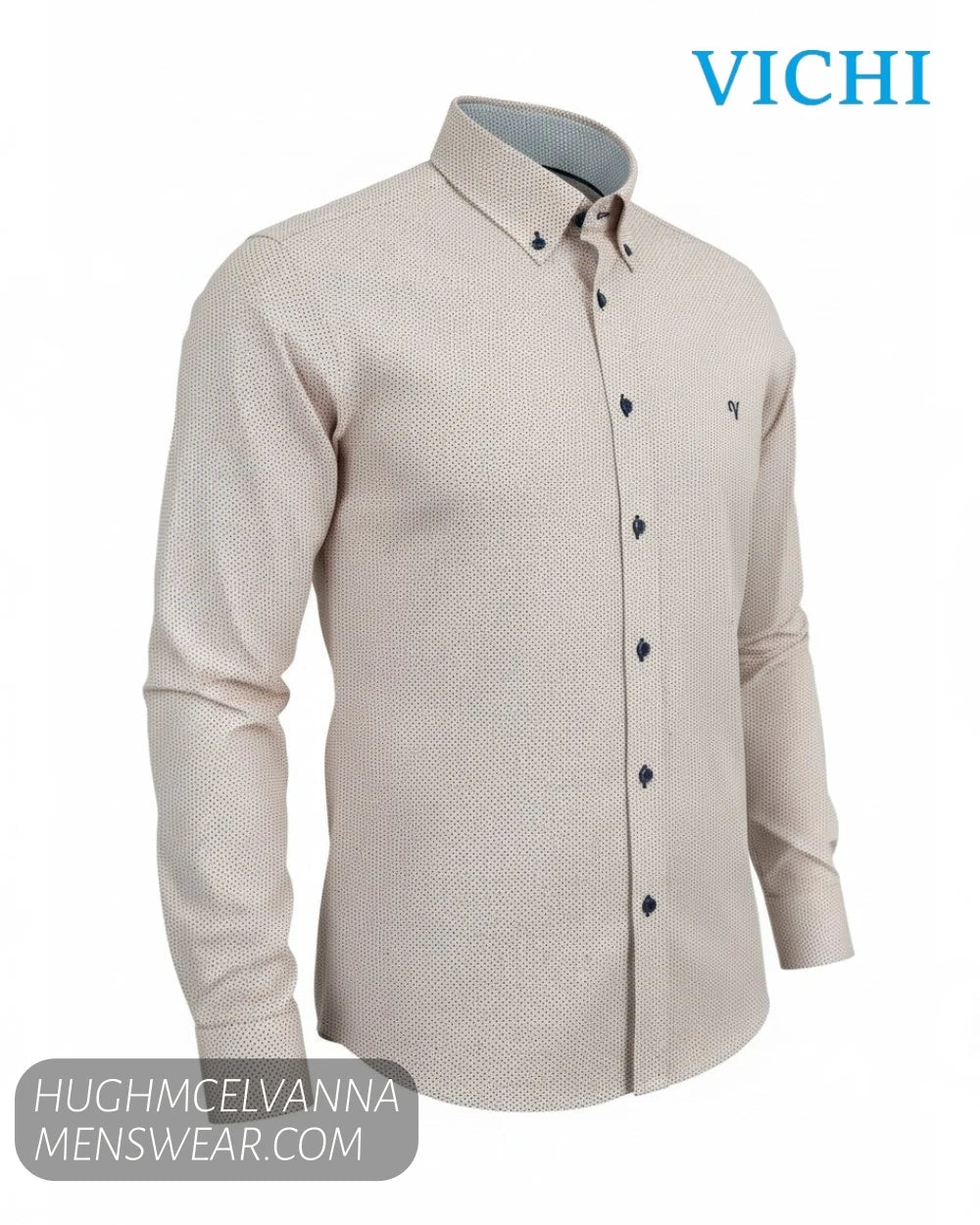 Vichi Navy Shirt - JAB2503 | Men's Patterned Button-Down Shirt - Hugh McElvanna Menswear - Shirt