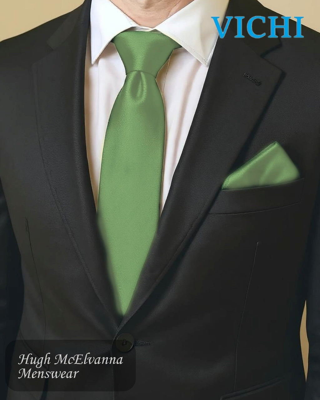 Vichi Self Micro Check Tie & Pocket Square Set – Available in a Range of Colours - Hugh McElvanna Menswear