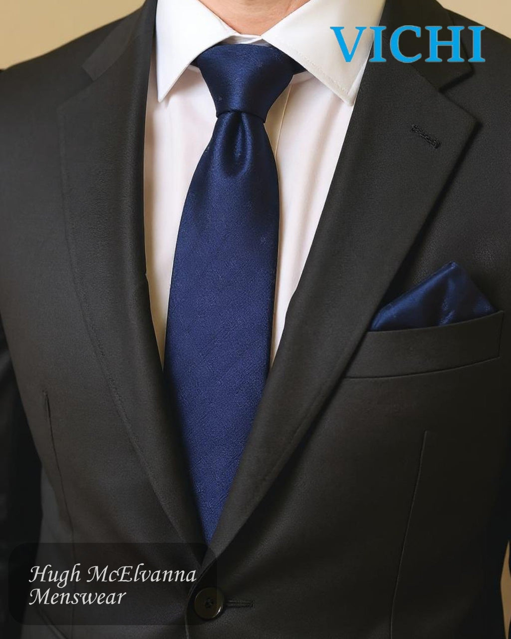Vichi Self Micro Check Tie & Pocket Square Set – Available in a Range of Colours - Hugh McElvanna Menswear