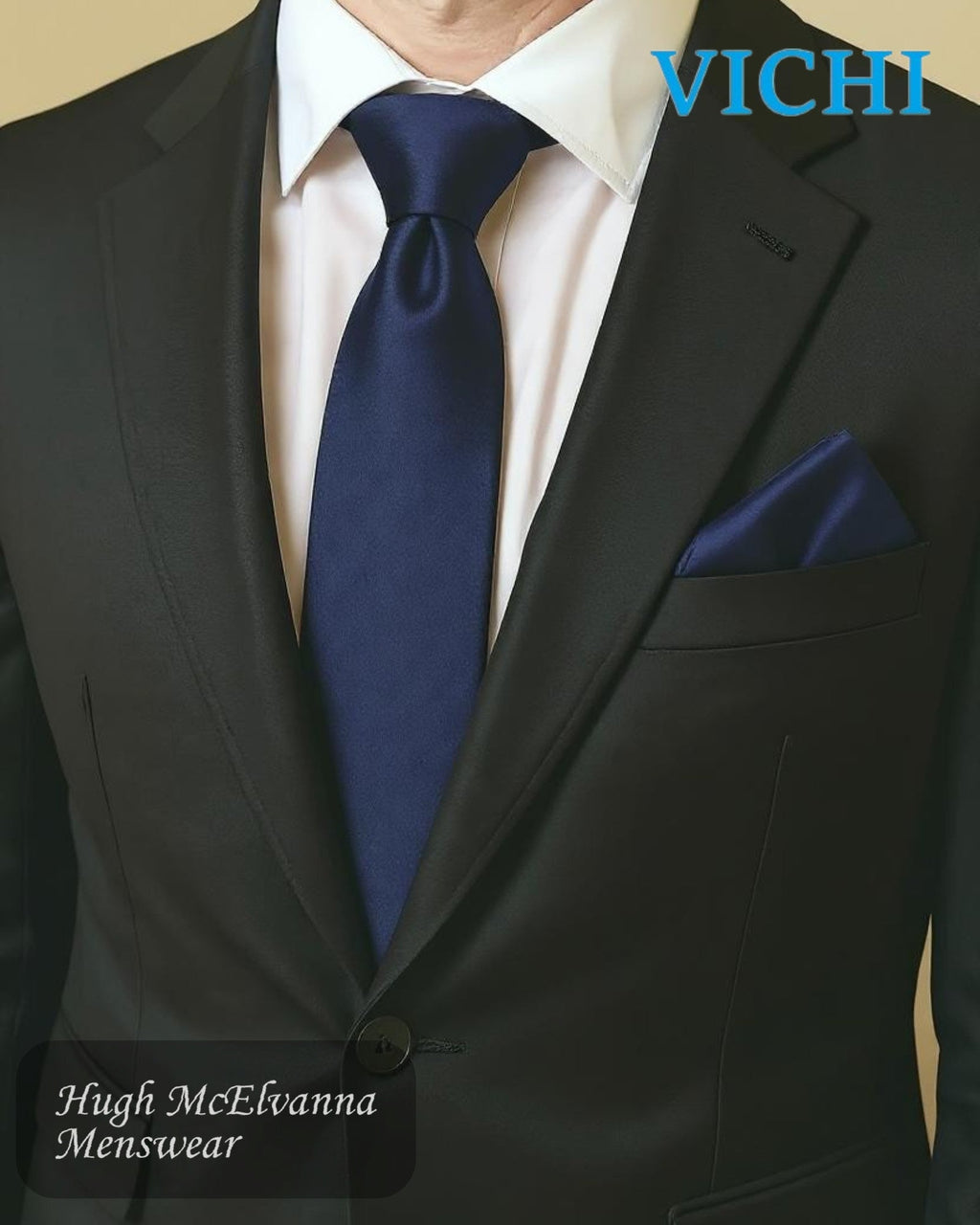 Vichi Self Micro Check Tie & Pocket Square Set – Available in a Range of Colours - Hugh McElvanna Menswear