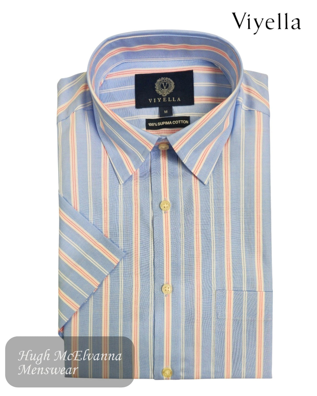 Viyella Blue Oxford Short Sleeve Shirt - VY0527H - Hugh McElvanna Menswear