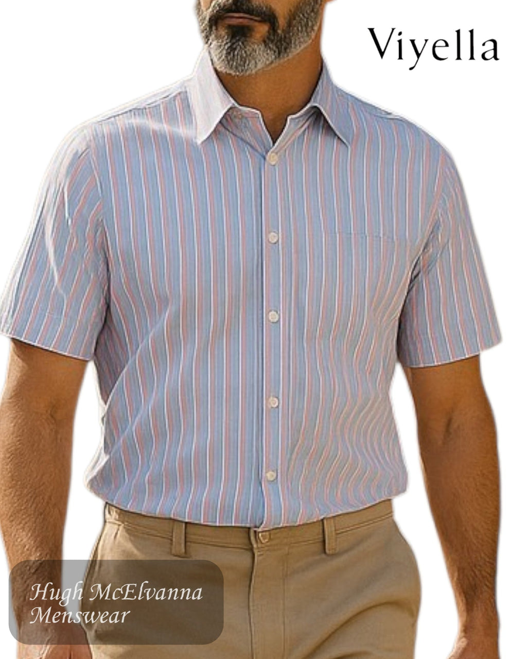 Viyella Blue Oxford Short Sleeve Shirt - VY0527H - Hugh McElvanna Menswear