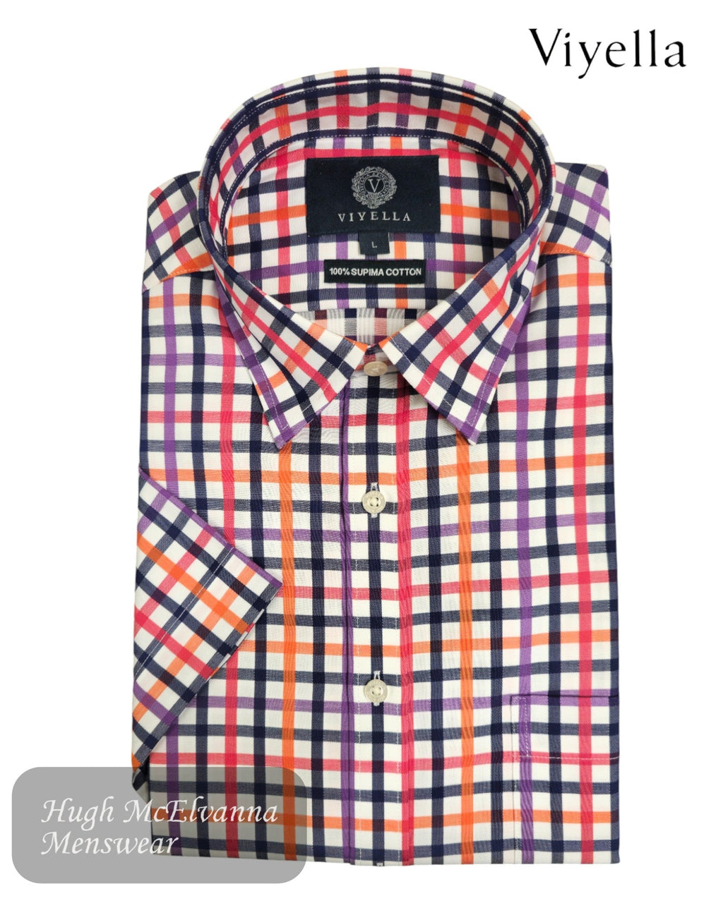 Viyella Blue / Red Check Short Sleeve Shirt – VY0530H - Hugh McElvanna Menswear