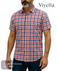 Viyella Blue / Red Check Short Sleeve Shirt – VY0530H - Hugh McElvanna Menswear