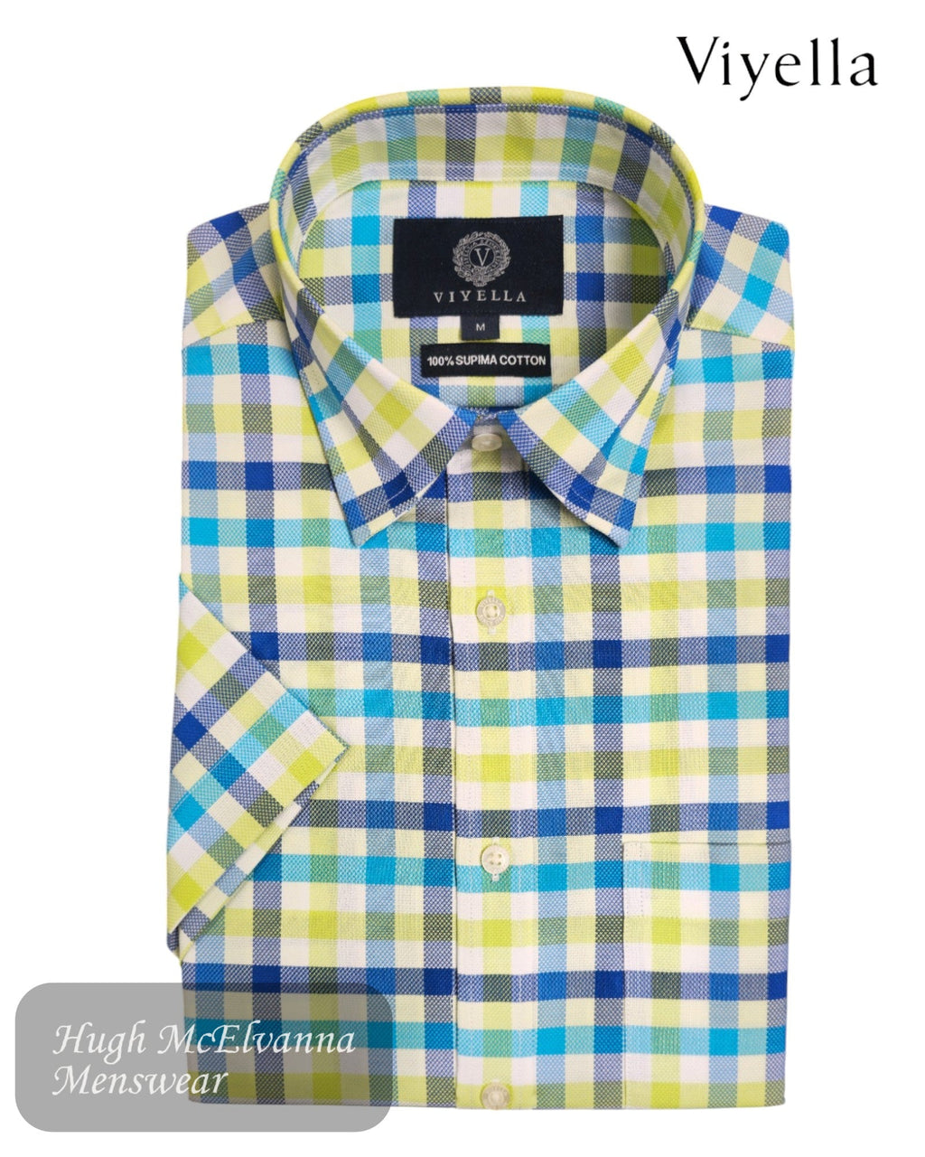 Viyella Green Oxford Check Short Sleeve Shirt - VY0531H - 090 - Hugh McElvanna Menswear