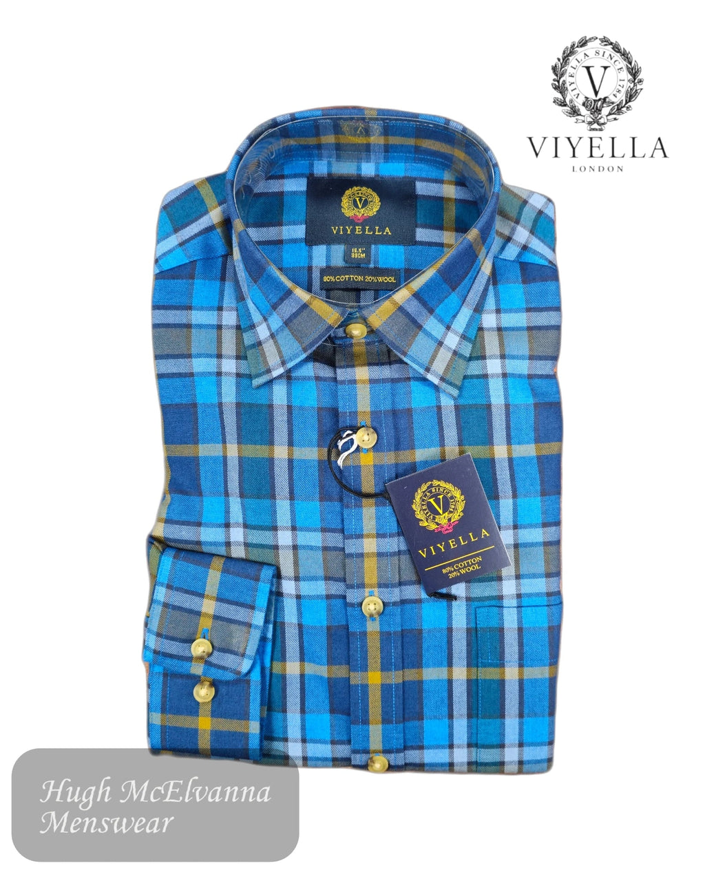 Blue check long sleeve shirt by Viyella