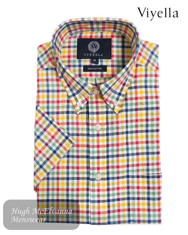 Viyella Yellow Short Sleeve Check Shirt - VY8531HB - Hugh McElvanna Menswear