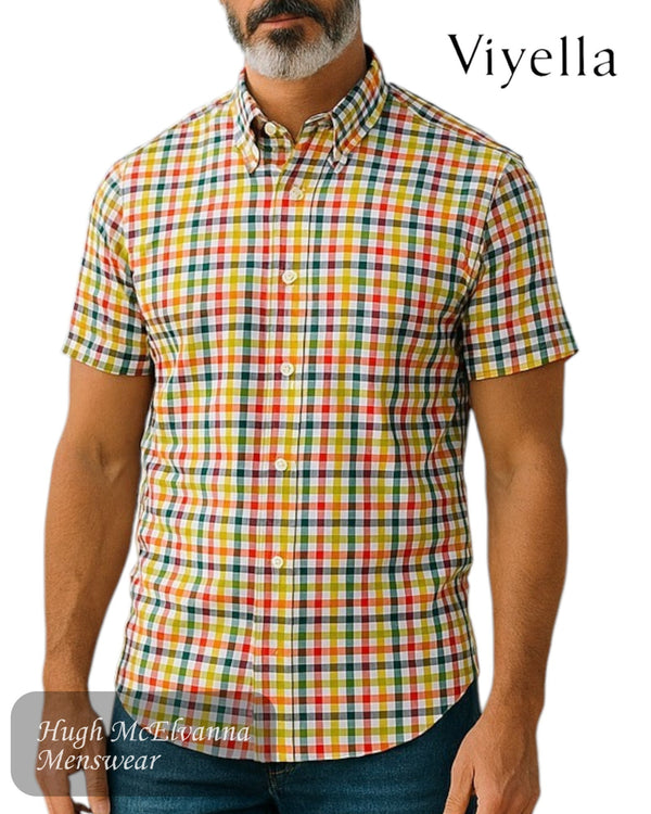 Viyella Yellow Short Sleeve Check Shirt - VY8531HB - Hugh McElvanna Menswear