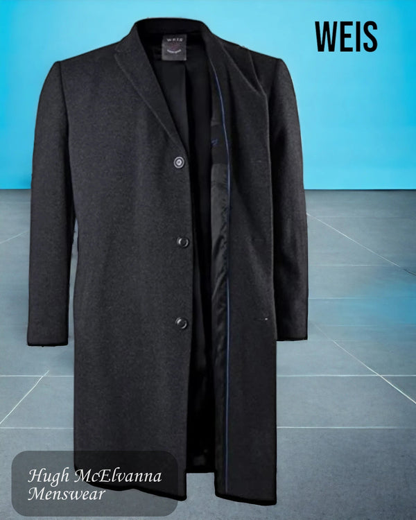 WEIS - Charcoal Wool & Cashmere Overcoat - Hugh McElvanna Menswear