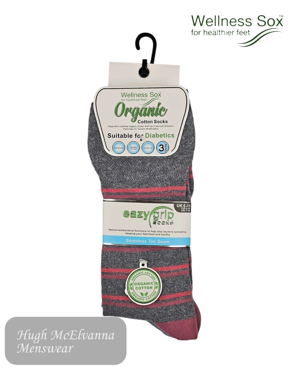 Wellness Sox 3 - Pack Organic Cotton Socks - Hugh McElvanna Menswear
