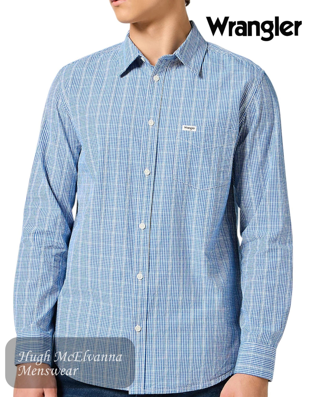 Wrangler Blue Check Shirt – 112357222 - Hugh McElvanna Menswear