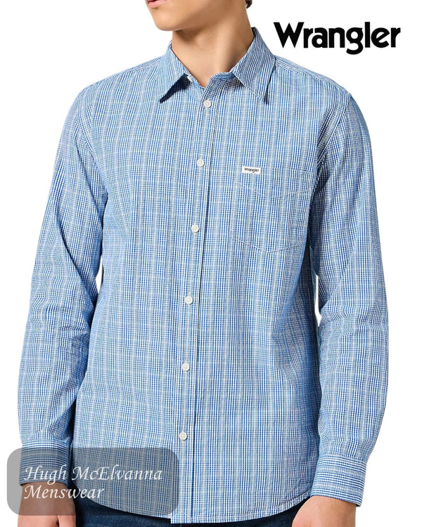 Wrangler Blue Check Shirt – 112357222 - Hugh McElvanna Menswear