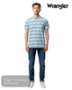 Wrangler Blue Stripe Pique Polo Shirt | 112378536 - Hugh McElvanna Menswear