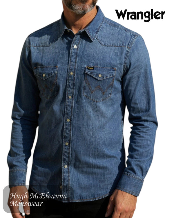 Wrangler Denim Mid Stone Shirt - WRG 27MW - Hugh McElvanna Menswear
