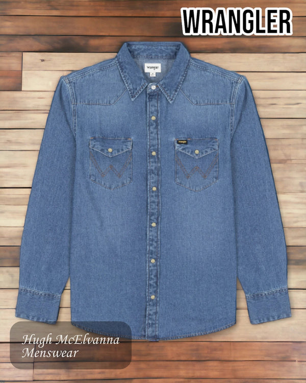 Wrangler Denim Mid Stone Shirt - WRG 27MW - Hugh McElvanna Menswear