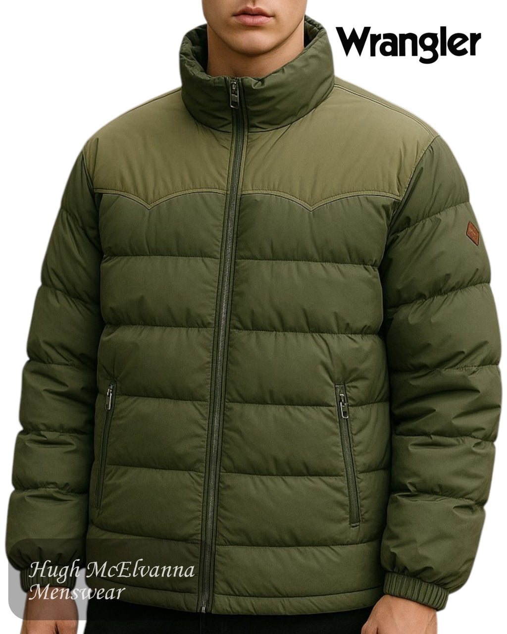 Wrangler Dusty Olive Puffa Jacket – 112371449 - Hugh McElvanna Menswear