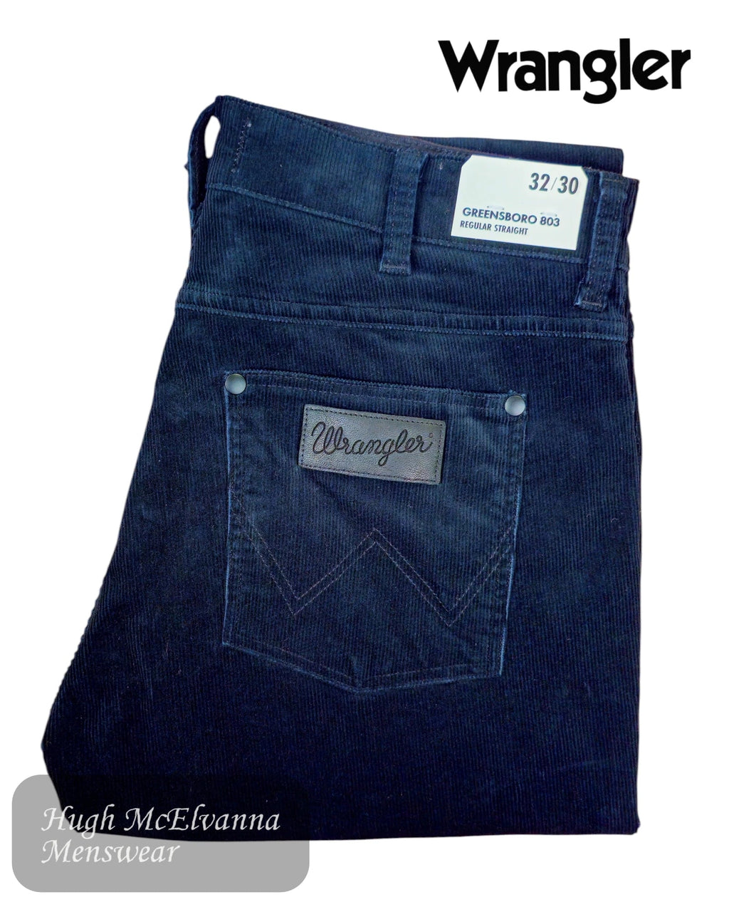 Wrangler Greensboro Black Corduroy Jeans – 112370723 - Hugh McElvanna Menswear