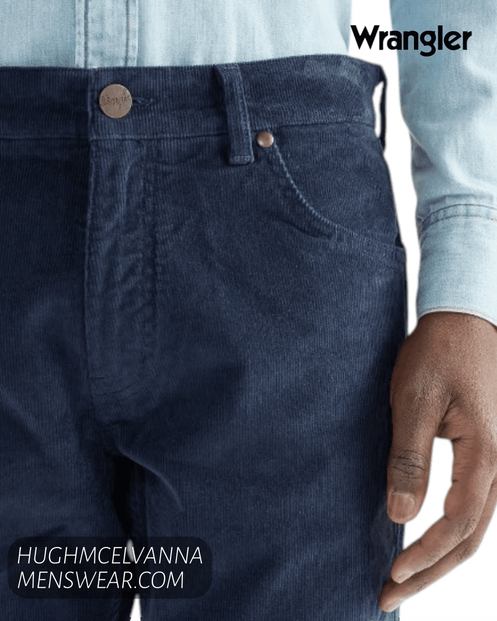 Wrangler Greensboro Mood Indigo Blue Corduroy Jean - 112370846 - Hugh McElvanna Menswear - Jean