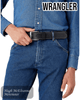 Wrangler Leather Belt - W0081US in black worn by model - Hugh McElvanna Menswear