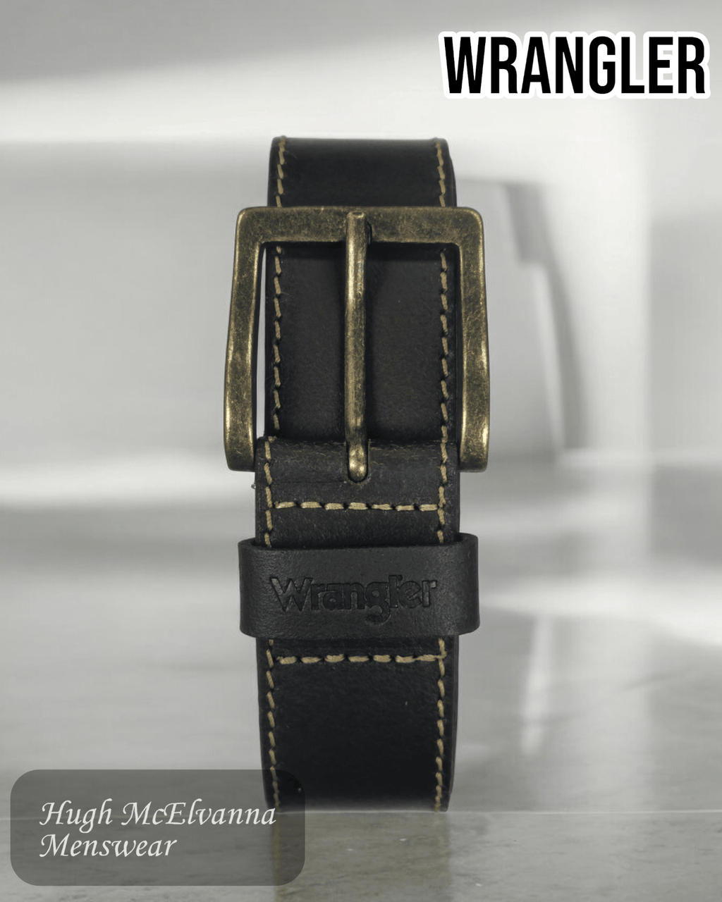 Wrangler Brown Leather Belt - W0081US - Hugh McElvanna Menswear