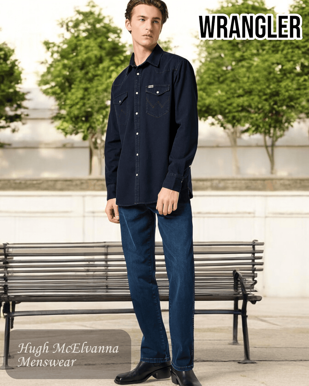 Wrangler MIDNIGHT Denim Shirt - 112357193 - Hugh McElvanna Menswear