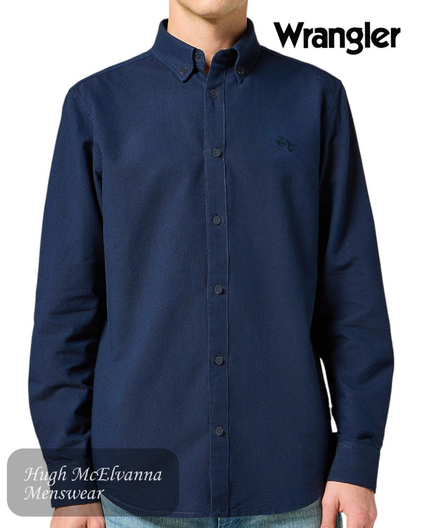 Wrangler Navy Oxford Shirt - 112357241 - Hugh McElvanna Menswear