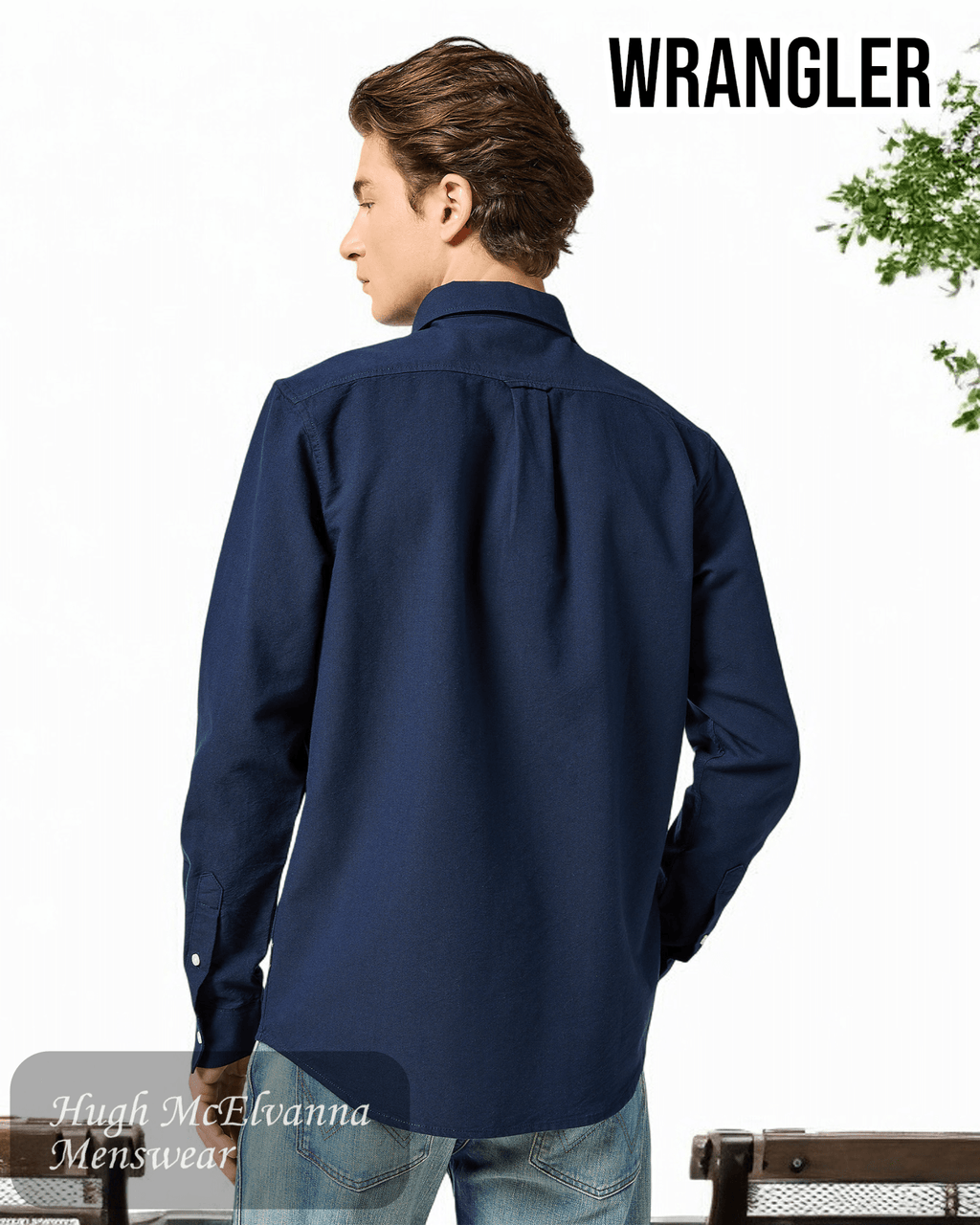 Wrangler Navy Oxford Shirt - 112357241 - Hugh McElvanna Menswear