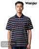Wrangler Navy Stripe Pique Cotton Polo Shirt | 112378537 - Hugh McElvanna Menswear