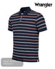 Wrangler Navy Stripe Pique Cotton Polo Shirt | 112378537 - Hugh McElvanna Menswear