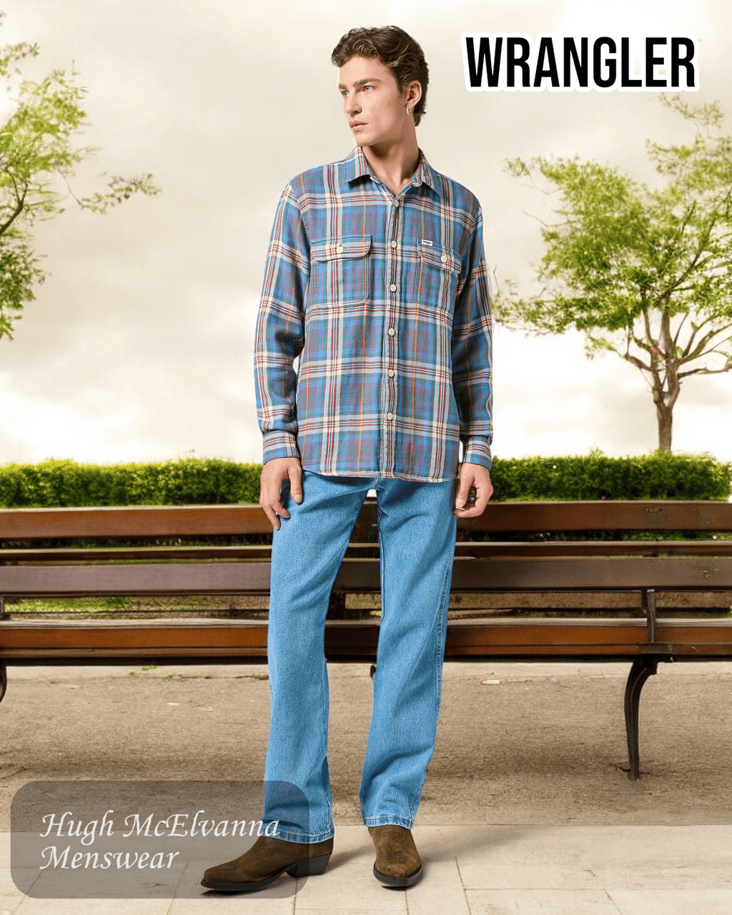 Wrangler Purple Check Shirt - 112357233 - Hugh McElvanna Menswear