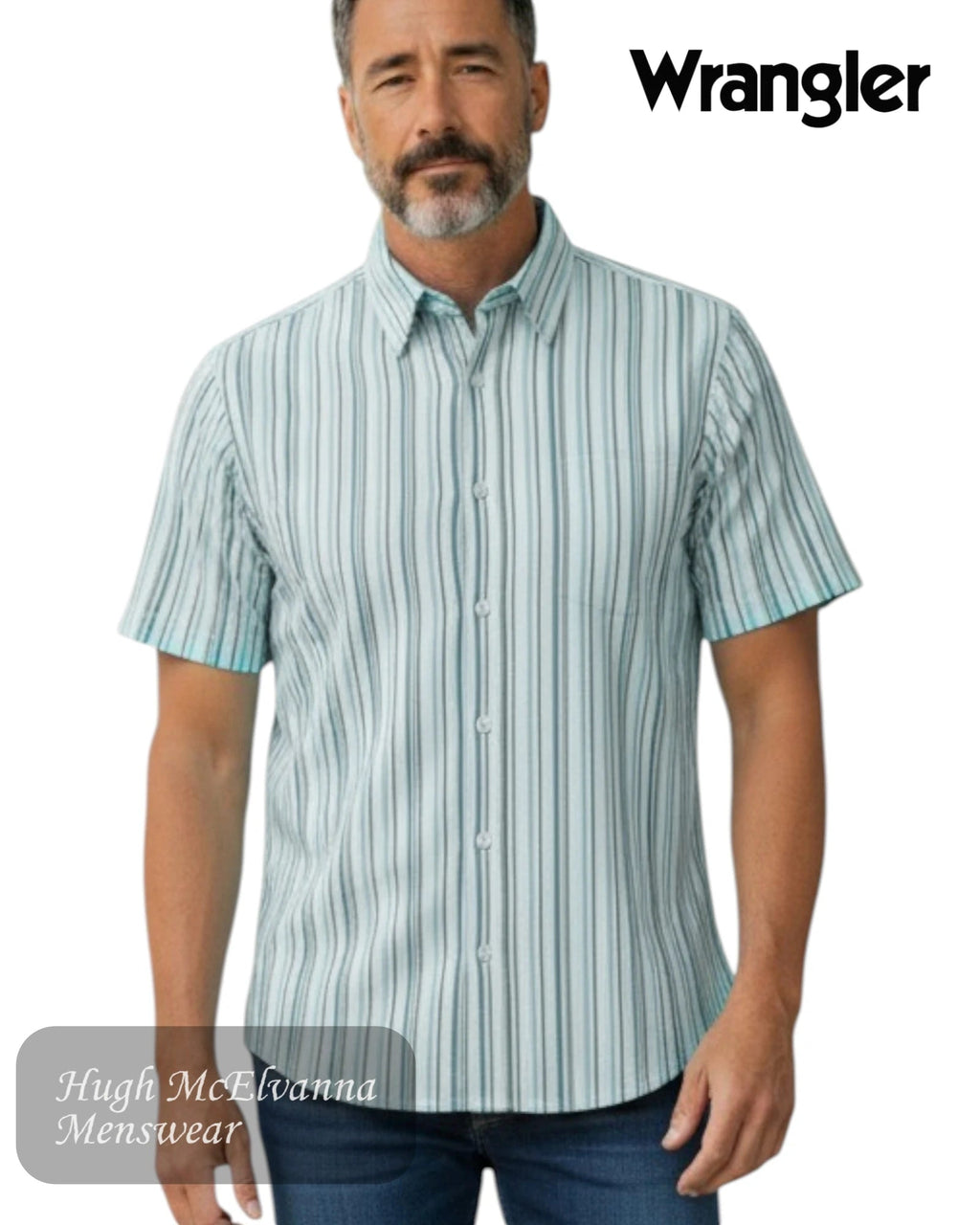 Wrangler Regular Fit Short Sleeve Striped Shirt | 112378054 - Hugh McElvanna Menswear