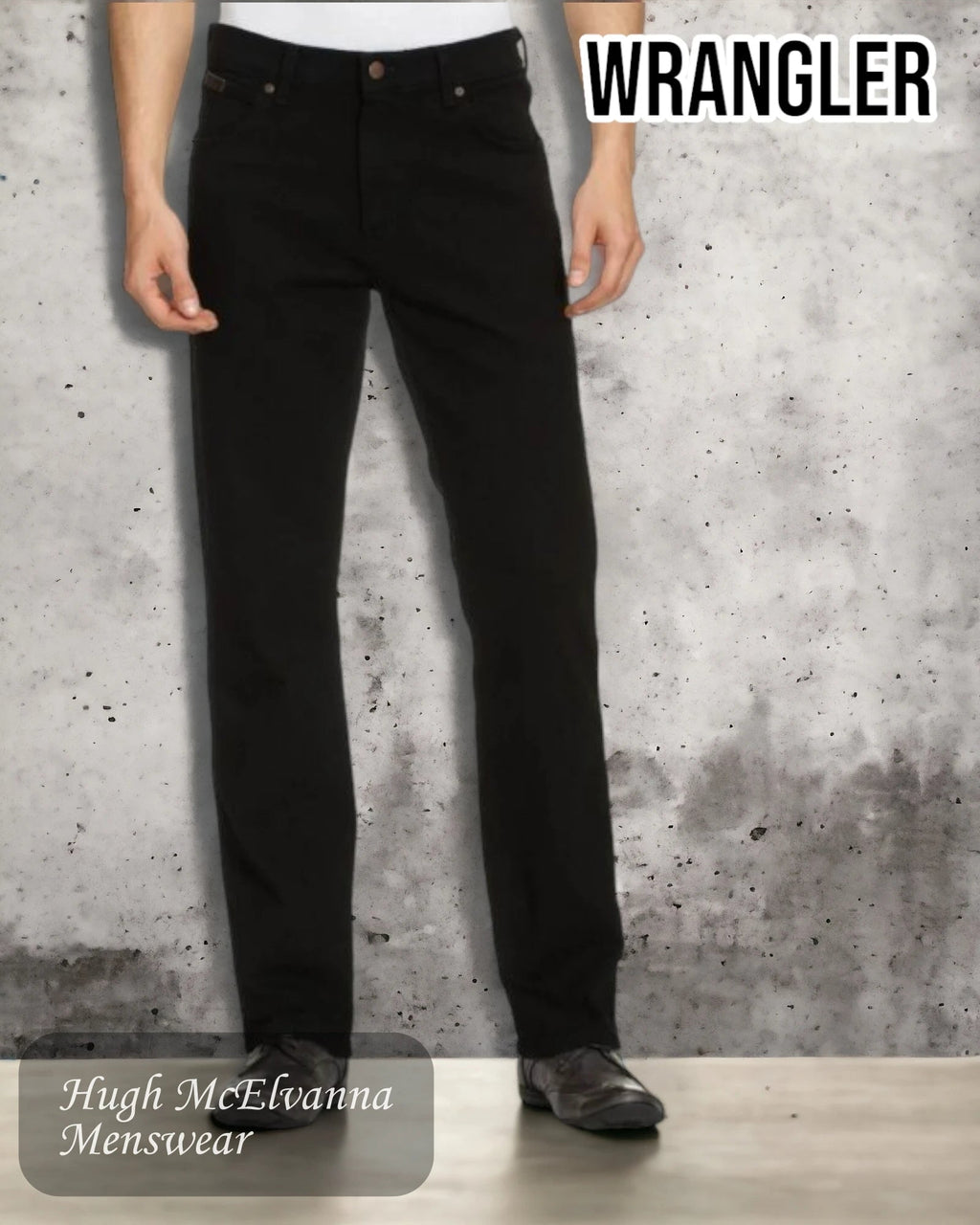 Wrangler TEXAS Black Stretch Jean - W12109004 - Hugh McElvanna Menswear