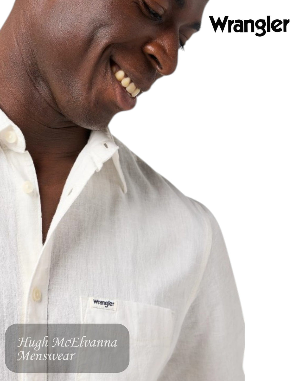 Wrangler White Short Sleeve Shirt - 112362728 - Hugh McElvanna Menswear