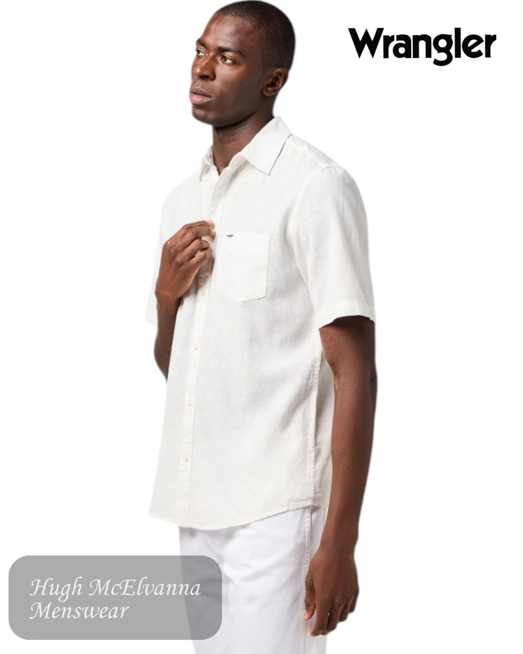 Wrangler White Short Sleeve Shirt - 112362728 - Hugh McElvanna Menswear
