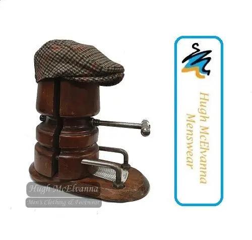 Men's & Boys Tan Check Peak Cap - Hugh McElvanna Menswear