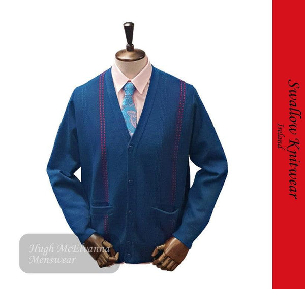 Men's Teal Design Cardigan by Swallow Knitwear Hugh McElvanna Menswear