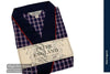 Peter England Dark Navy Check Cotton Poplin Warm Handle Gown Style: PE3513 - 058 - Hugh McElvanna Menswear
