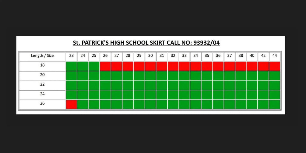 St. Patrick's High School Skirt by 1880 Club – 93932/04 | Adjustable Waistband - Hugh McElvanna Menswear